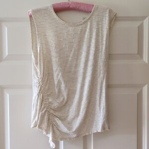 Pilcro Tank Top Assymetric Gathered Detail Raw Hem Stripes